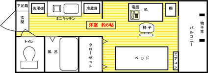 スチュデントハイム福岡Ⅳの一室の間取り図