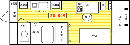 スチュデントハイム福岡Ⅶの一室の間取り図