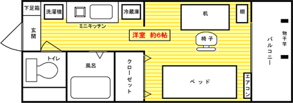 アソシエイト福岡2号館の一室の間取り図