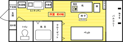 アソシエイト呉服町の一室の間取り図