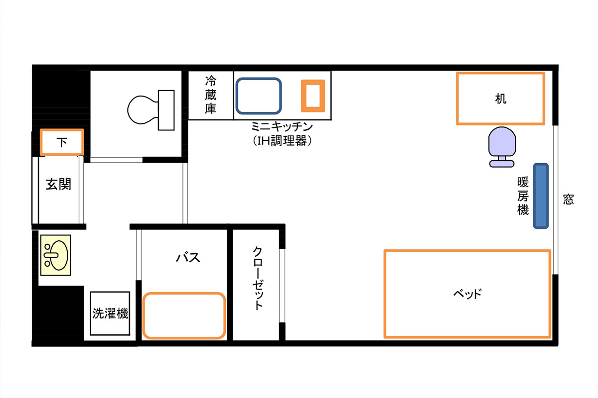 里見ハイムの一室の間取り図