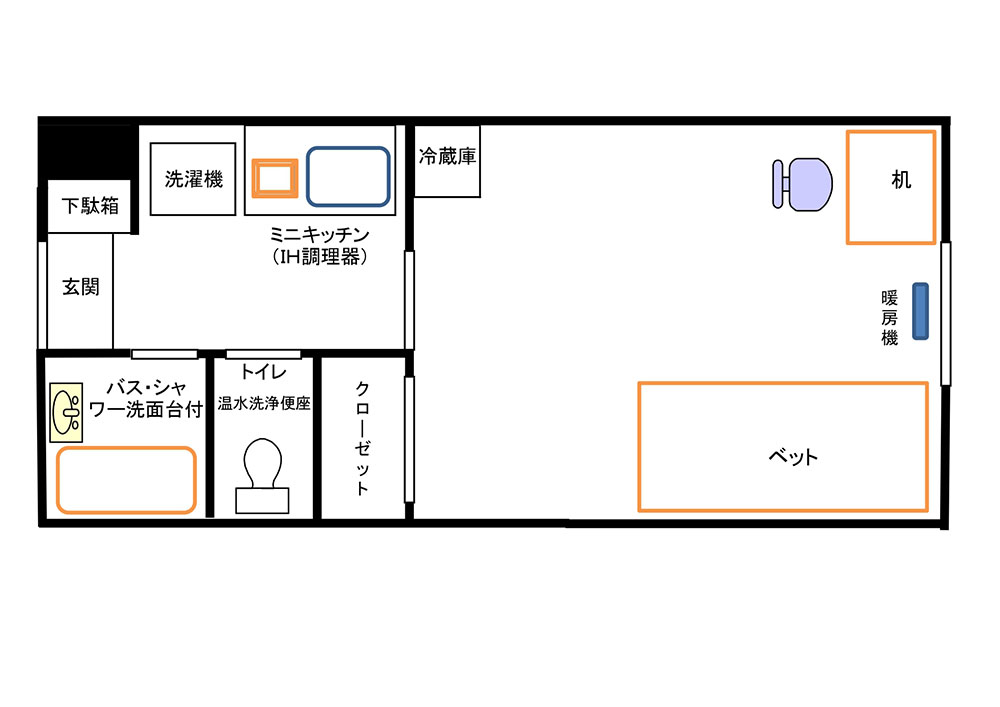 若草ハイムの一室の間取り図