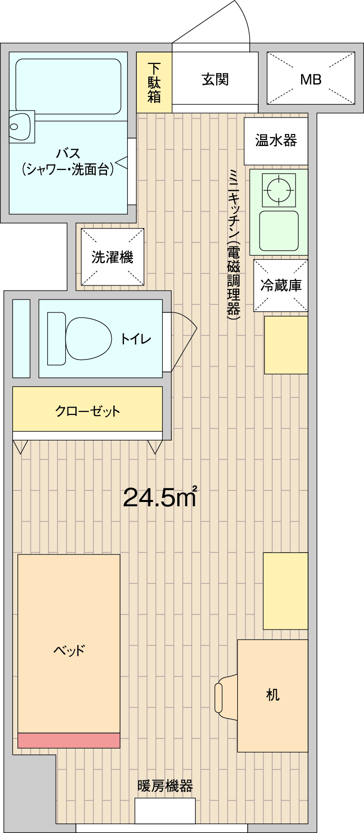 スチューデントハイム札幌大通の一室の間取り図