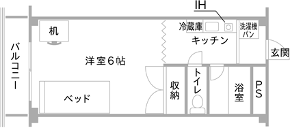 スチューデントハイムかさい 第8寮の一室の間取り図